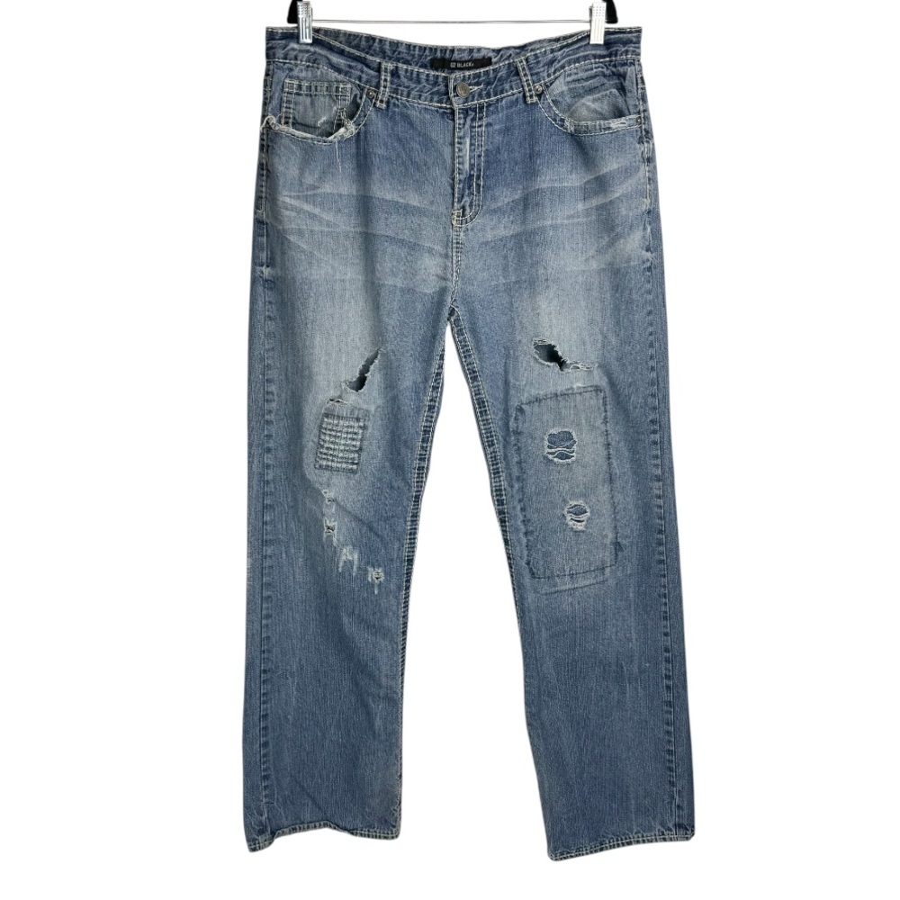 CJ Black Premium Mens Relaxed Distressed Jeans Sz 36x34 Light Wash Patch